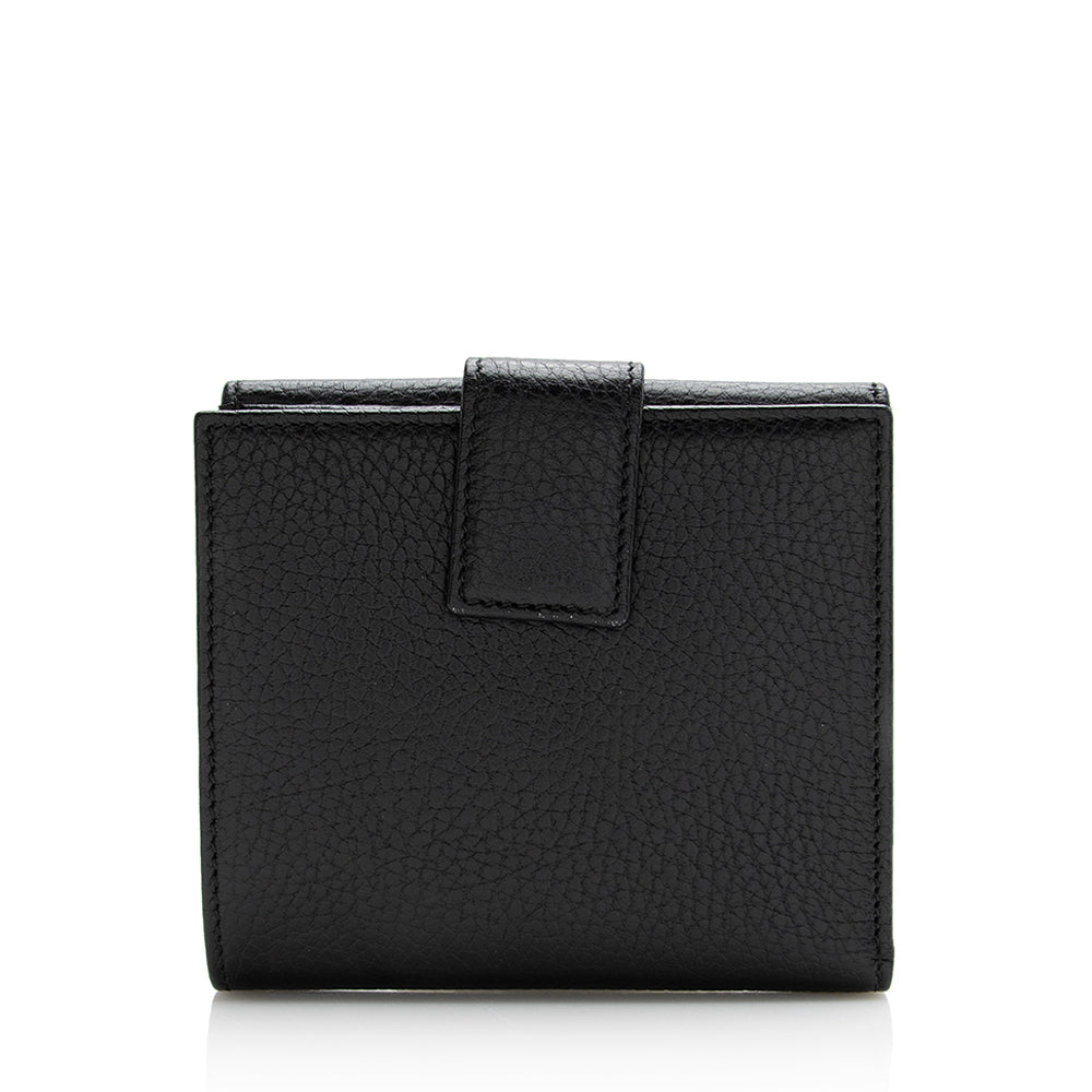 Gucci Pebbled Leather GG Marmont French Flap Wallet (SHF-22143)