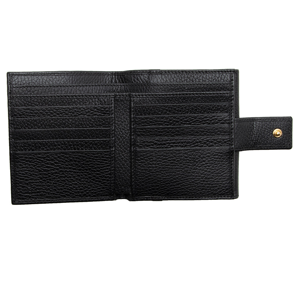 Gucci Pebbled Leather GG Marmont French Flap Wallet (SHF-22143)