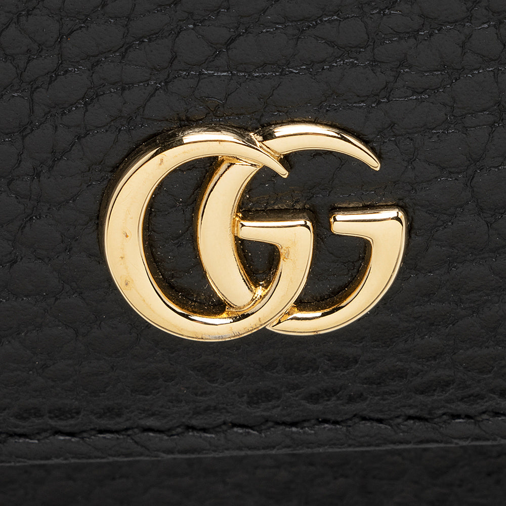 Gucci Pebbled Leather GG Marmont French Flap Wallet (SHF-22143)