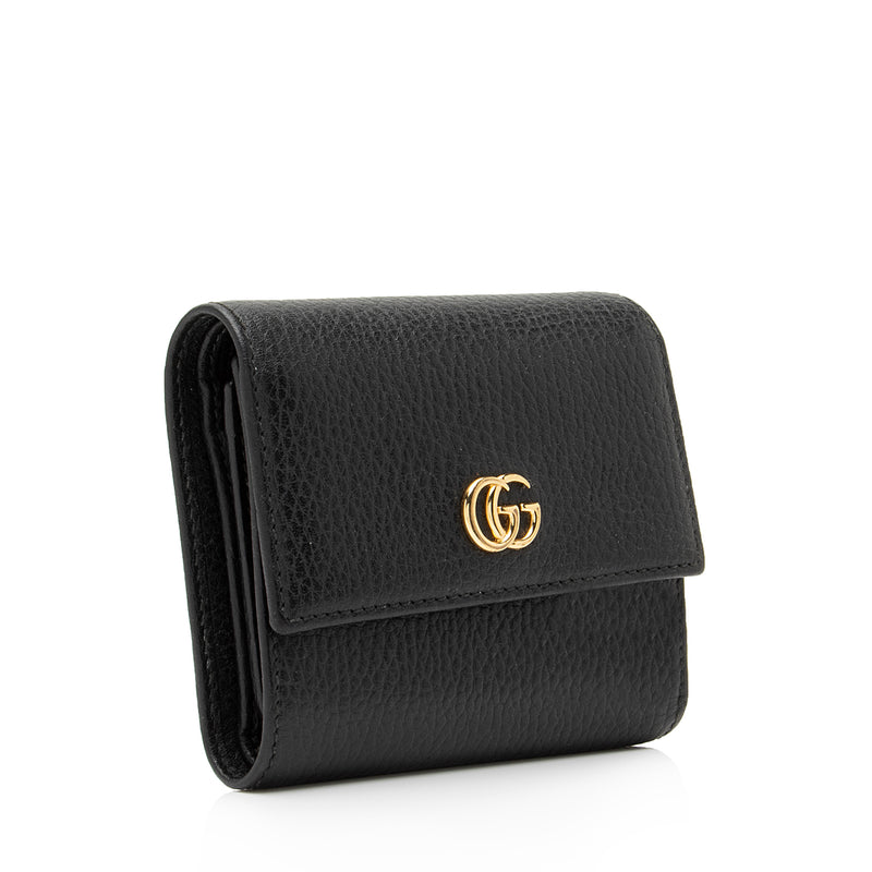 Gucci Pebbled Leather GG Marmont Small Tri-Fold Wallet (SHF-23499)