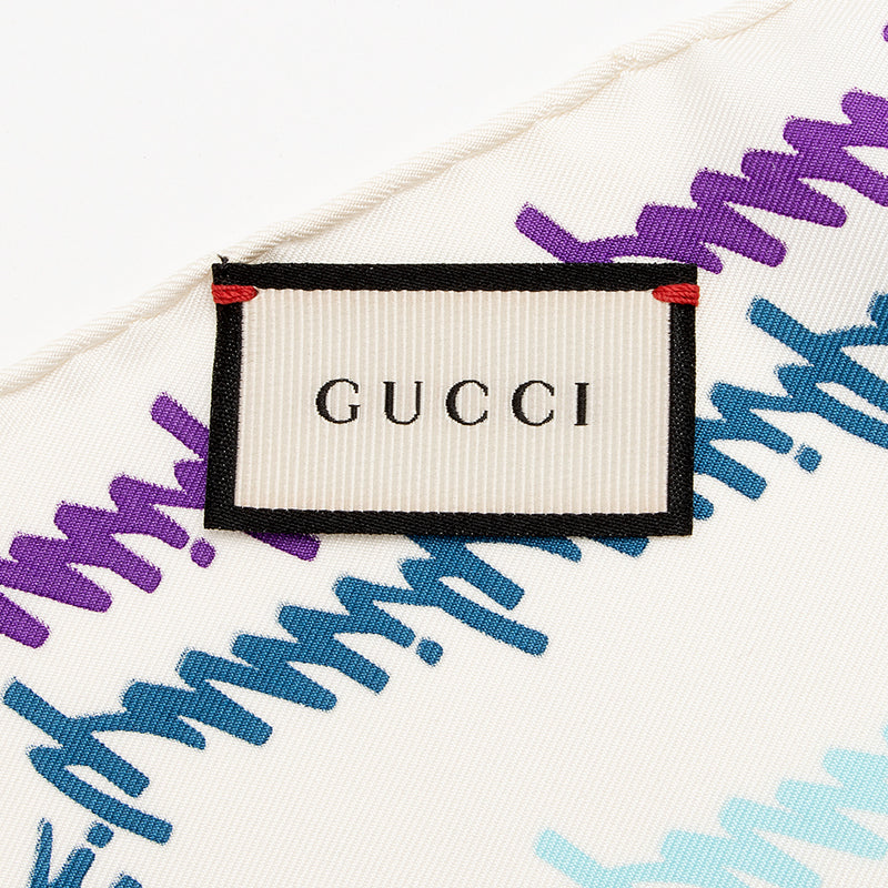 Gucci Silk Rainbow Script Scarf - FINAL SALE (SHF-16490)