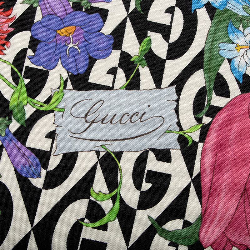 Gucci Silk Twill G Rhombus Flora 90cm Scarf (SHF-BPVhzv)
