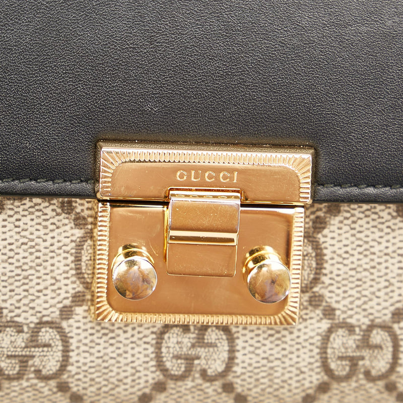 Gucci Small GG Supreme Padlock Crossbody Bag (SHG-23391)