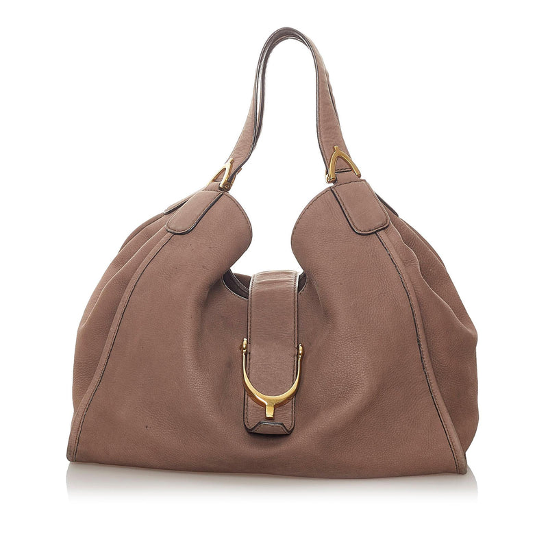 Gucci Soft Stirrup Nubuck Leather Shoulder Bag (SHG-27862)