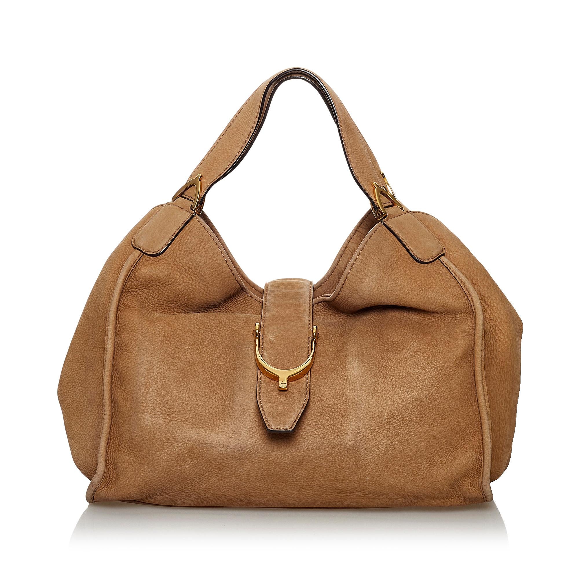 Gucci Soft Stirrup Nubuck Leather Shoulder Bag (SHG-30343)