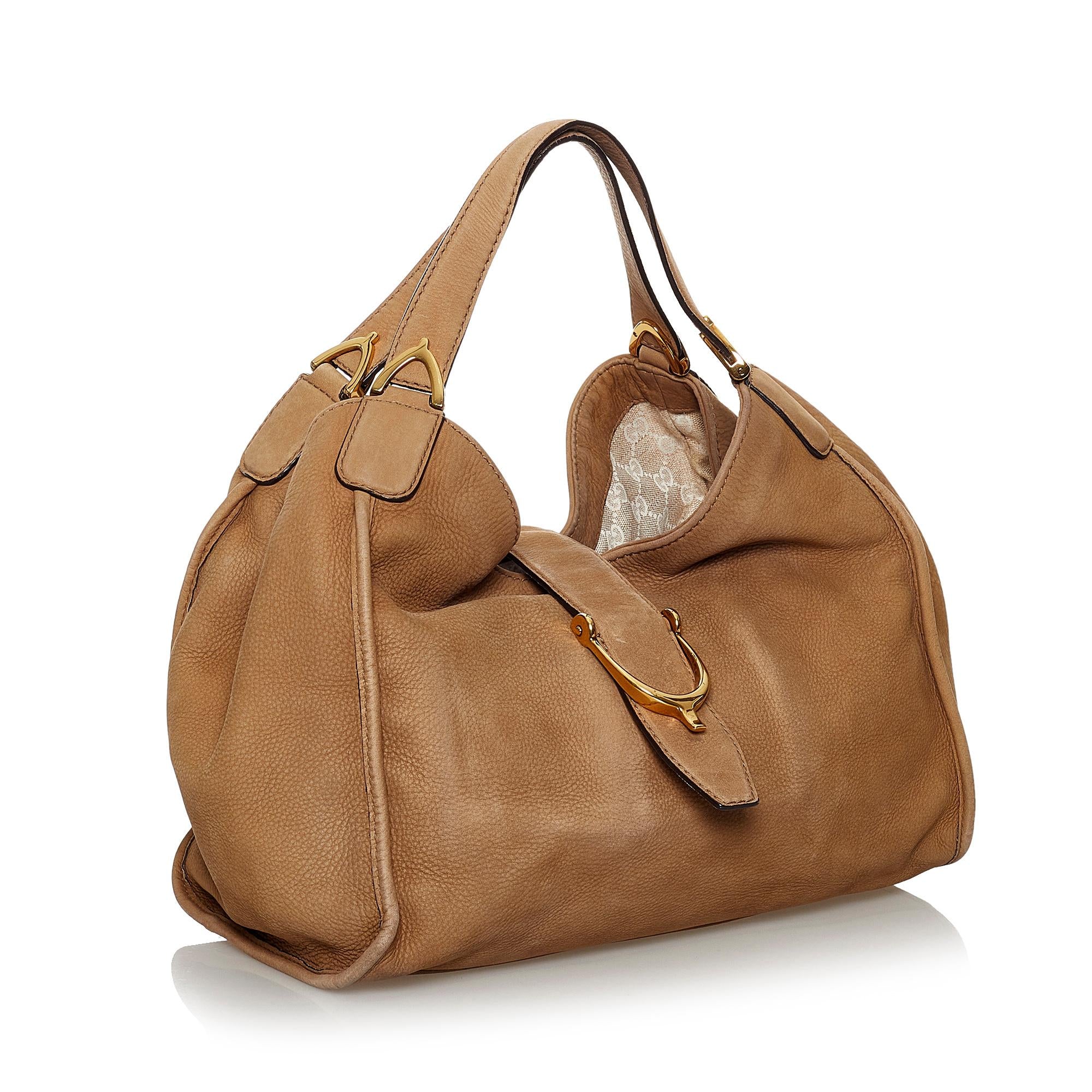 Gucci Soft Stirrup Nubuck Leather Shoulder Bag (SHG-30343)