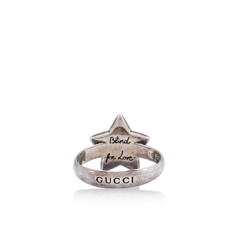 Gucci Sterling Silver Blind For Love Mystic Cat Star Ring - Size 8 (SHF-22778)
