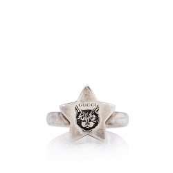 Gucci Sterling Silver Blind For Love Mystic Cat Star Ring - Size 8 (SHF-22778)