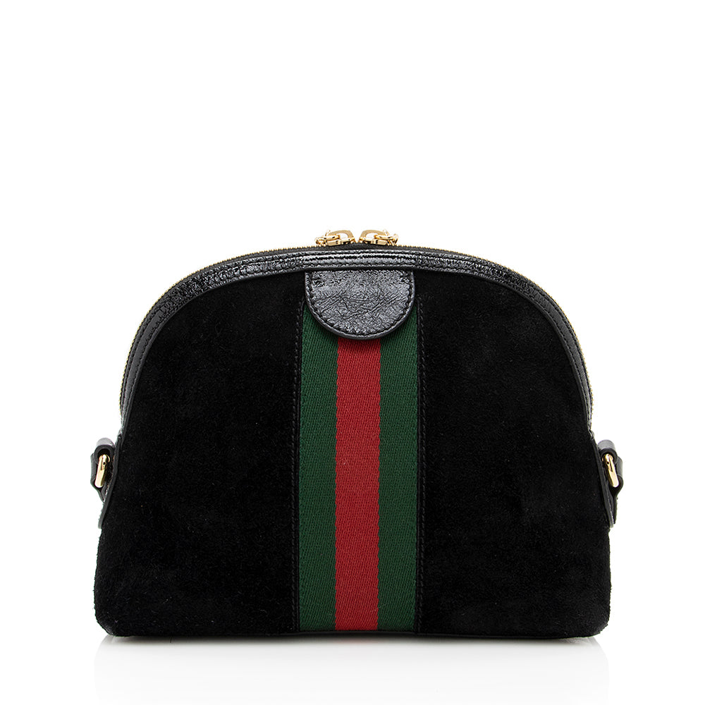 Gucci Suede Patent Leather Ophidia Dome Small Shoulder Bag (SHF-19215)