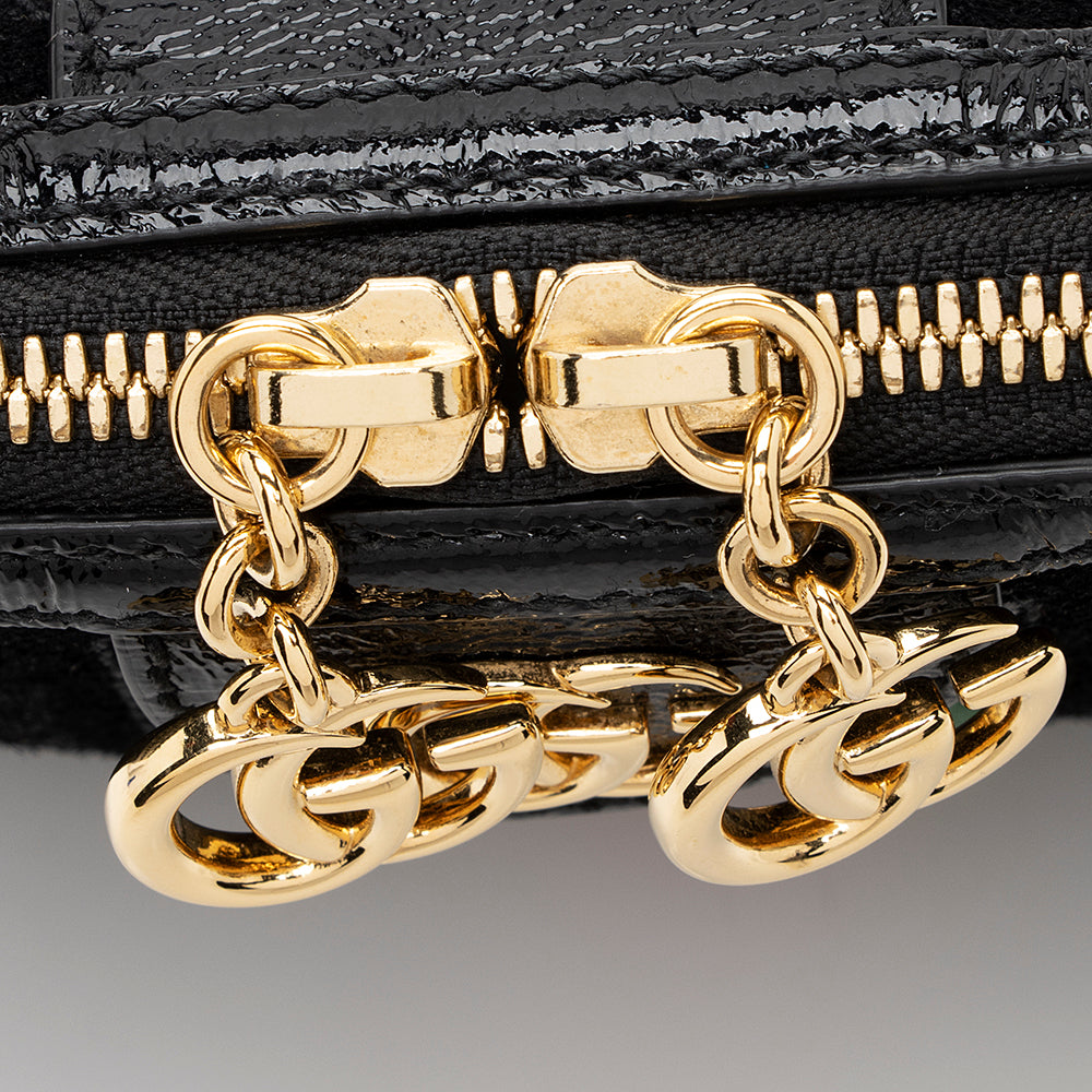 Gucci Suede Patent Leather Ophidia Dome Small Shoulder Bag (SHF-19215)