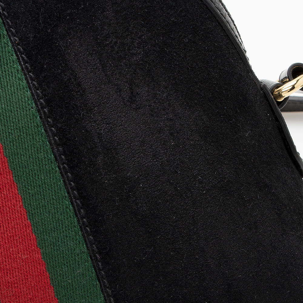 Gucci Suede Patent Leather Ophidia Dome Small Shoulder Bag (SHF-19215)