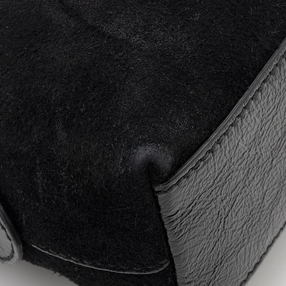 Gucci Suede Patent Leather Ophidia Dome Small Shoulder Bag (SHF-19215)