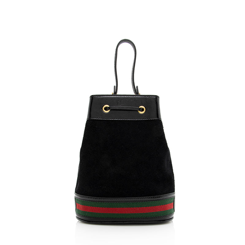Gucci Suede Patent Leather Ophidia Bucket Bag (SHF-18984)