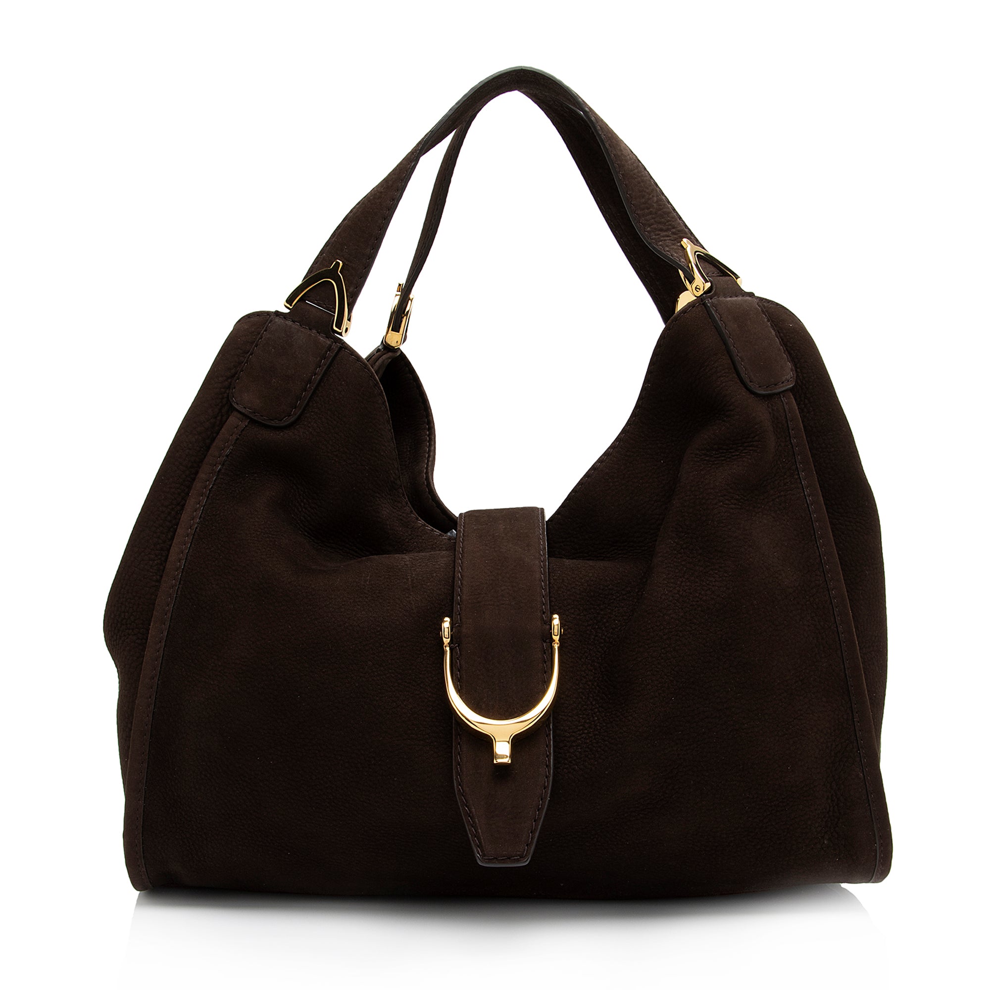 Gucci Suede Stirrup Tote (SHF-XdZ15l)