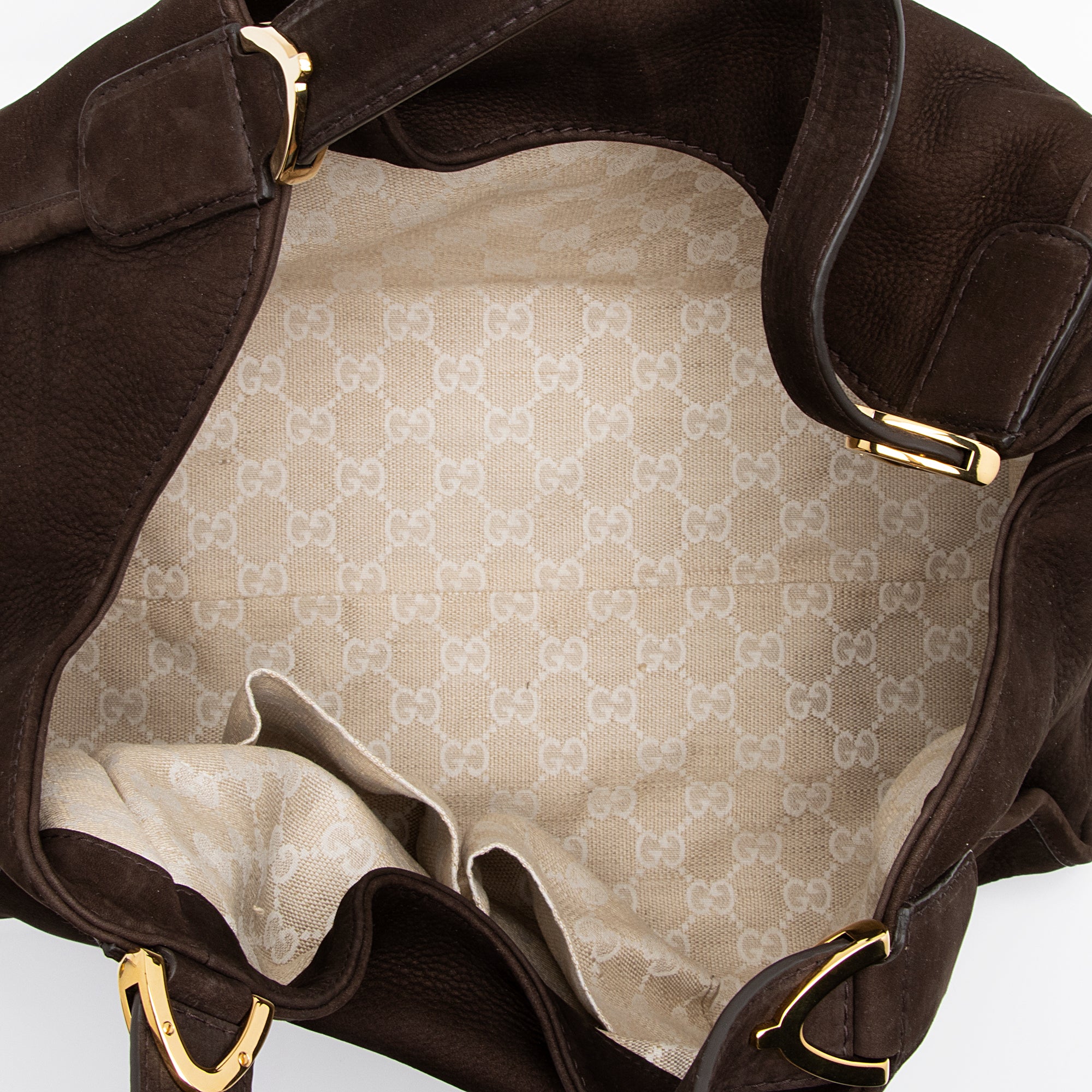 Gucci Suede Stirrup Tote (SHF-XdZ15l)