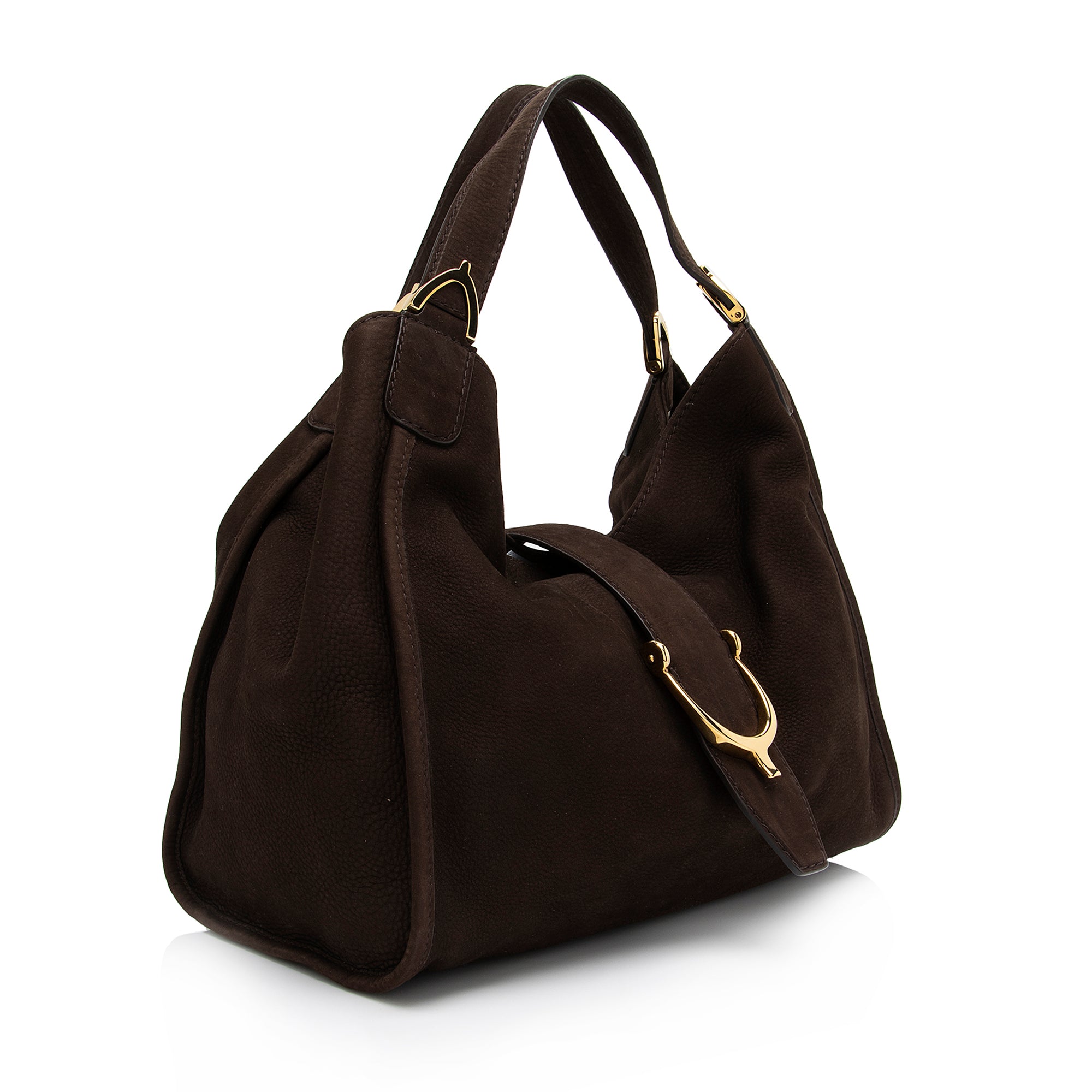 Gucci Suede Stirrup Tote (SHF-XdZ15l)