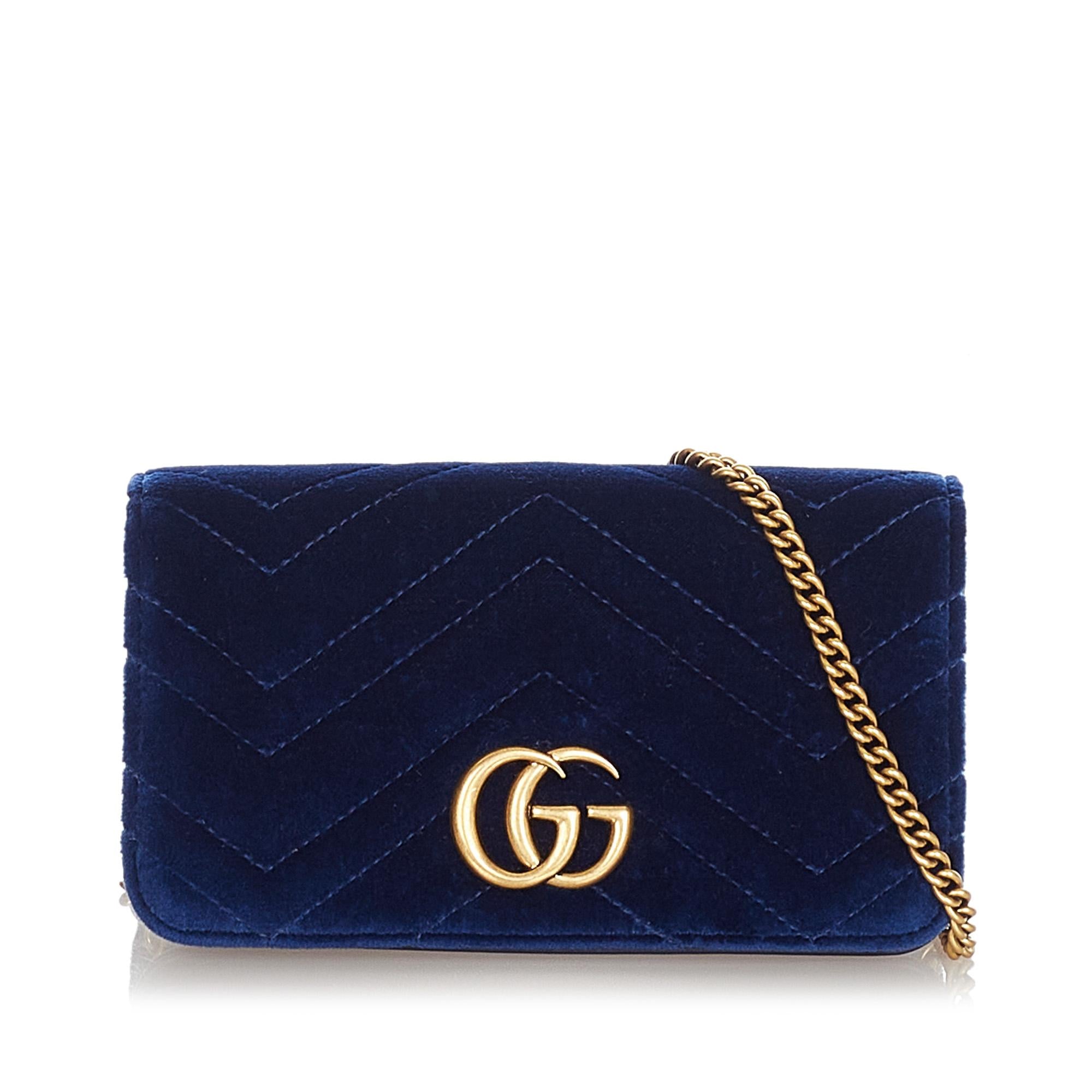Gucci Super Mini GG Marmont Velvet Crossbody Bag (SHG-32500)