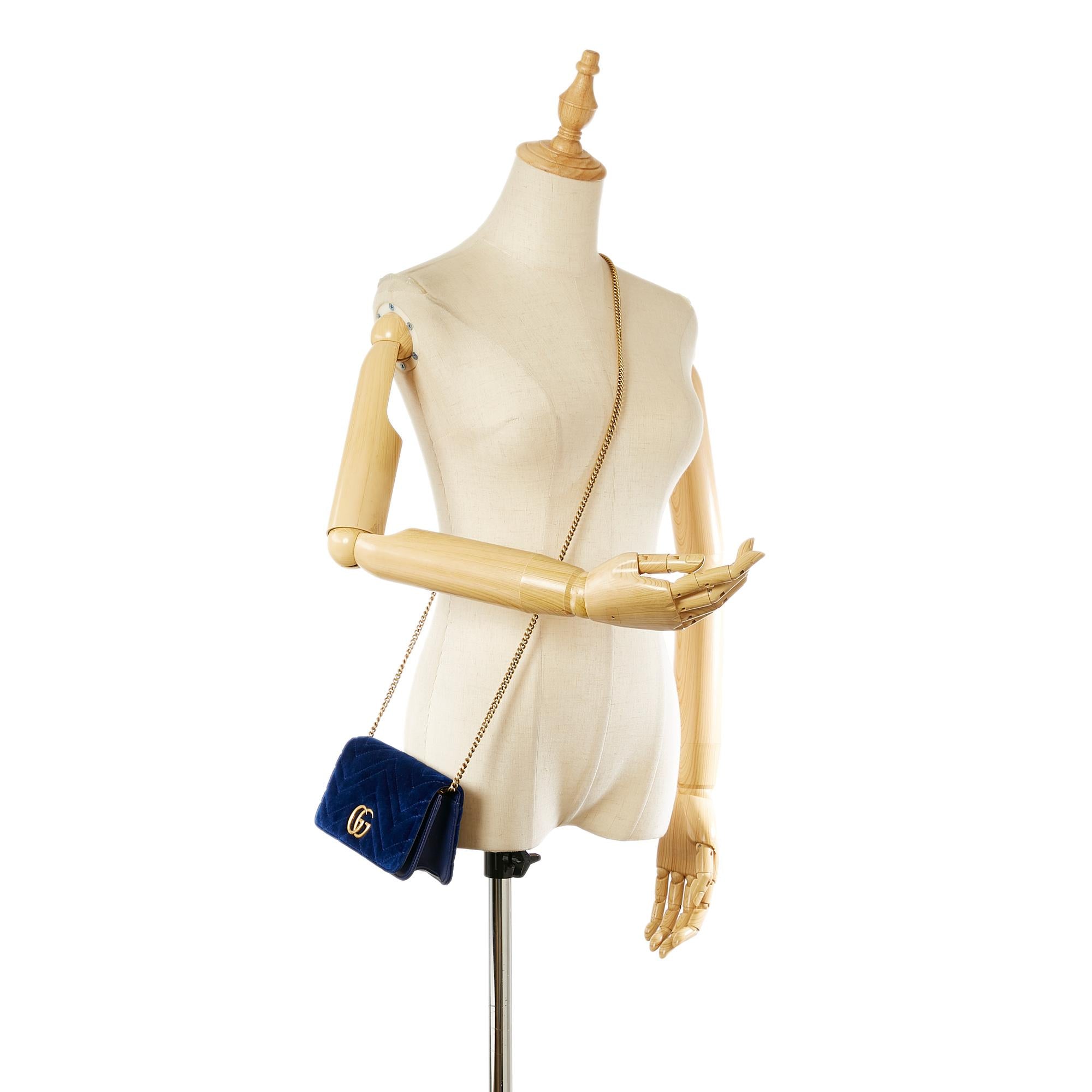 Gucci Super Mini GG Marmont Velvet Crossbody Bag (SHG-32500)