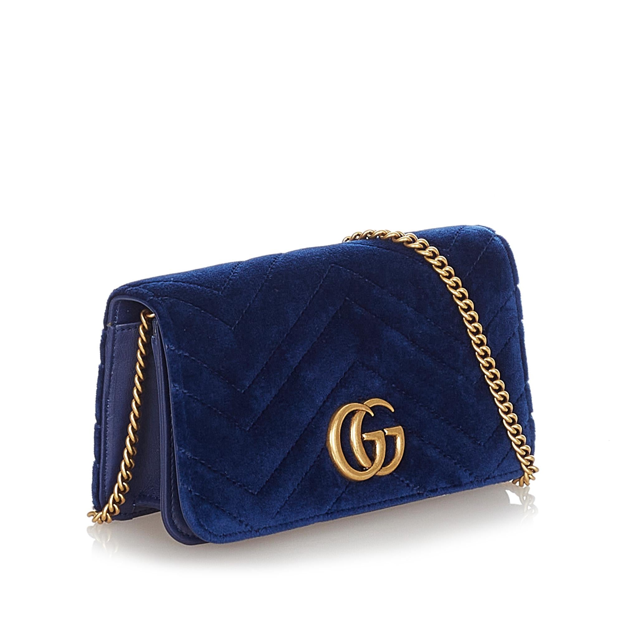 Gucci Super Mini GG Marmont Velvet Crossbody Bag (SHG-32500)