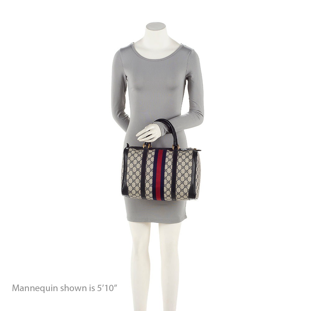 Gucci Vintage GG Plus Web Boston Satchel (SHF-20508)
