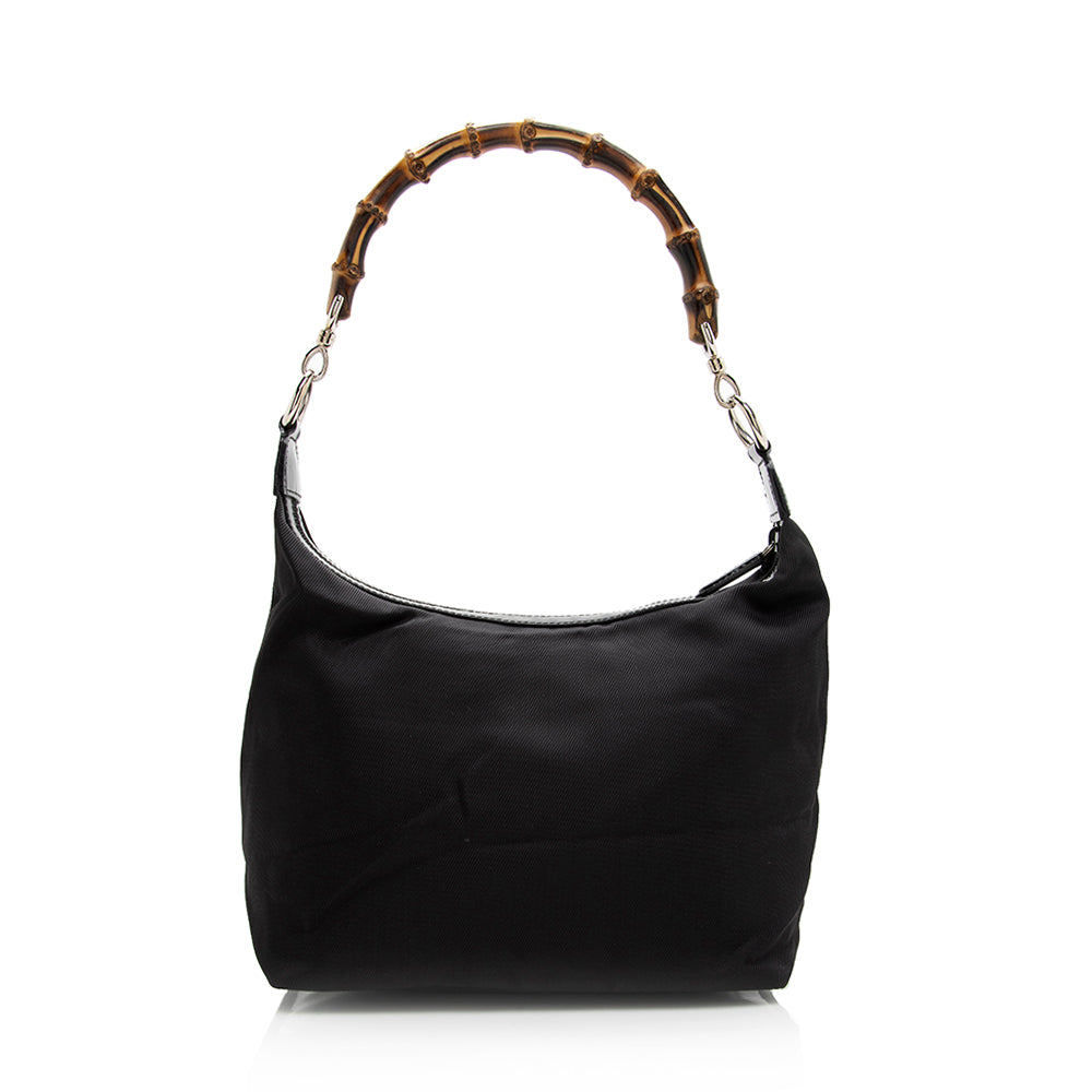 Gucci Vintage Nylon Bamboo Hobo (SHF-20445)