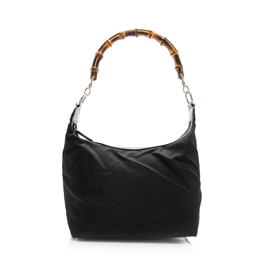 Gucci Vintage Nylon Bamboo Hobo (SHF-20445)