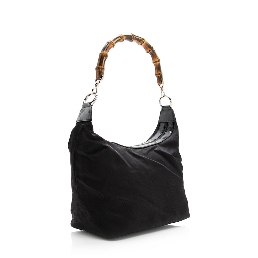 Gucci Vintage Nylon Bamboo Hobo (SHF-20445)