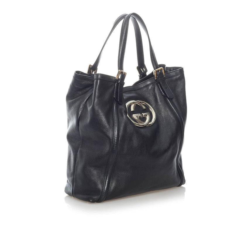 Gucci Web Britt Leather Tote Bag (SHG-31475)