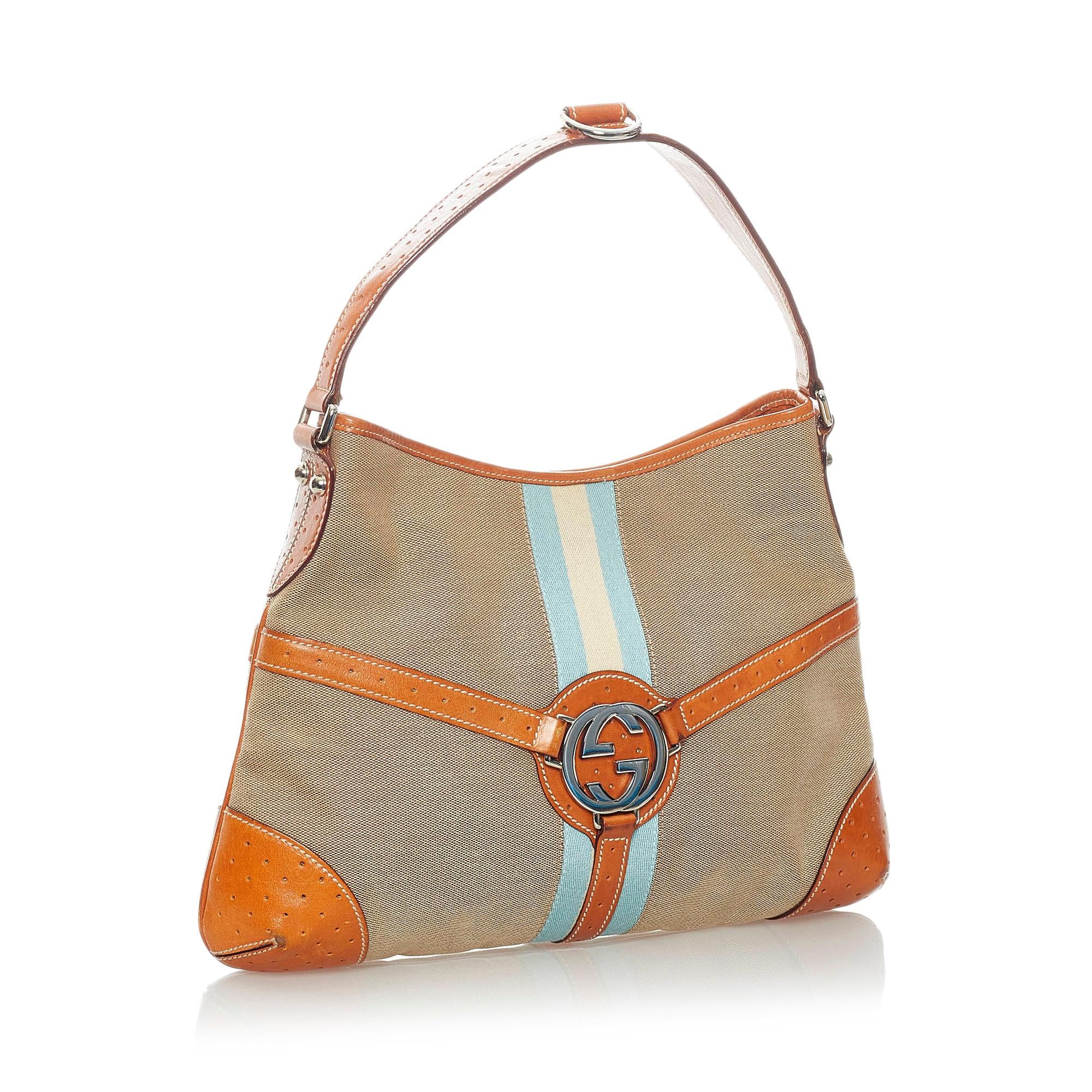 Gucci Web Canvas Reins Shoulder Bag (SHG-32403)