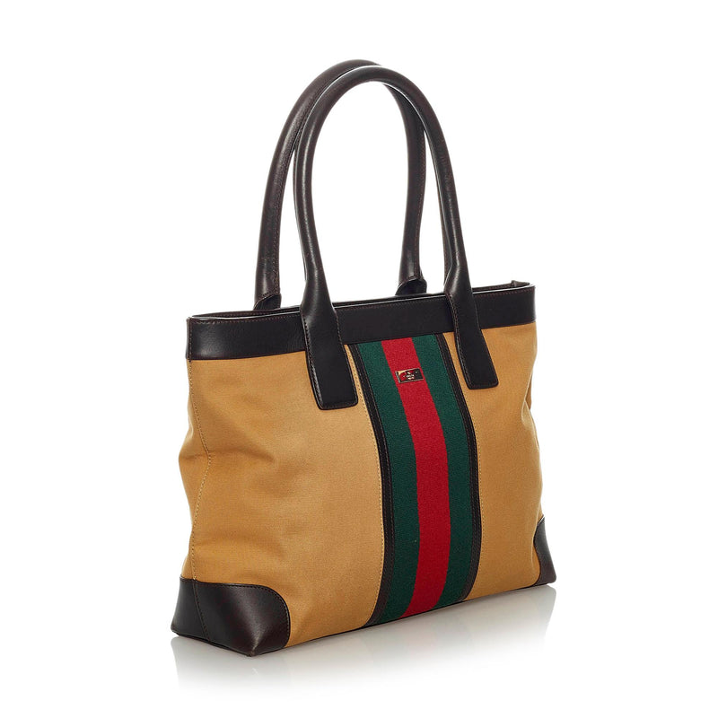 Gucci Web Canvas Tote Bag (SHG-29055)