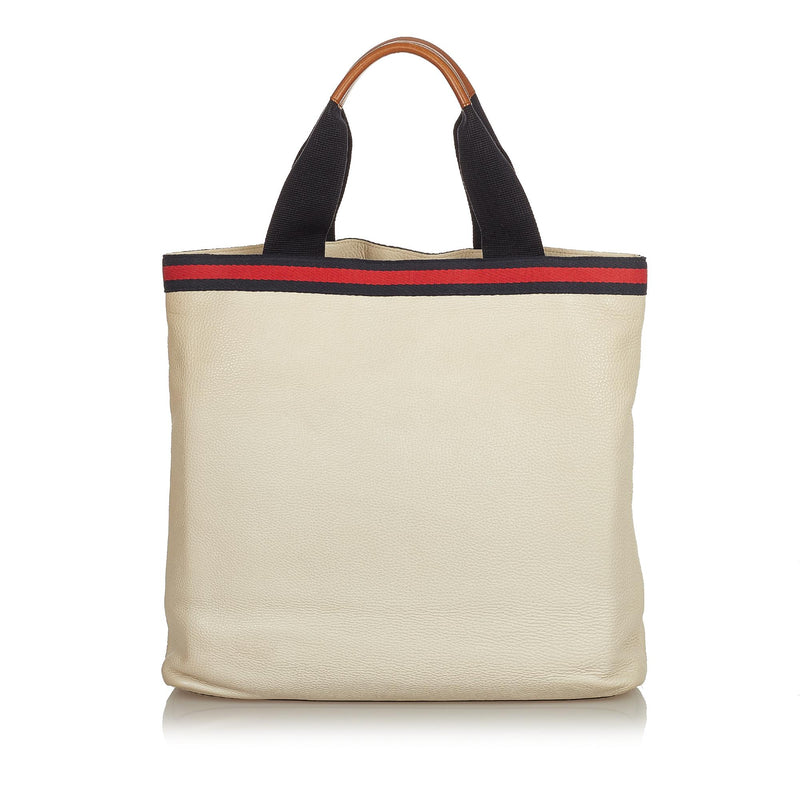 Gucci Web Leather Tote Bag (SHG-25454)