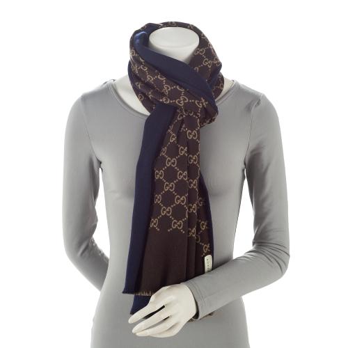 Gucci Wool Silk GG Scarf (SHF-22463)