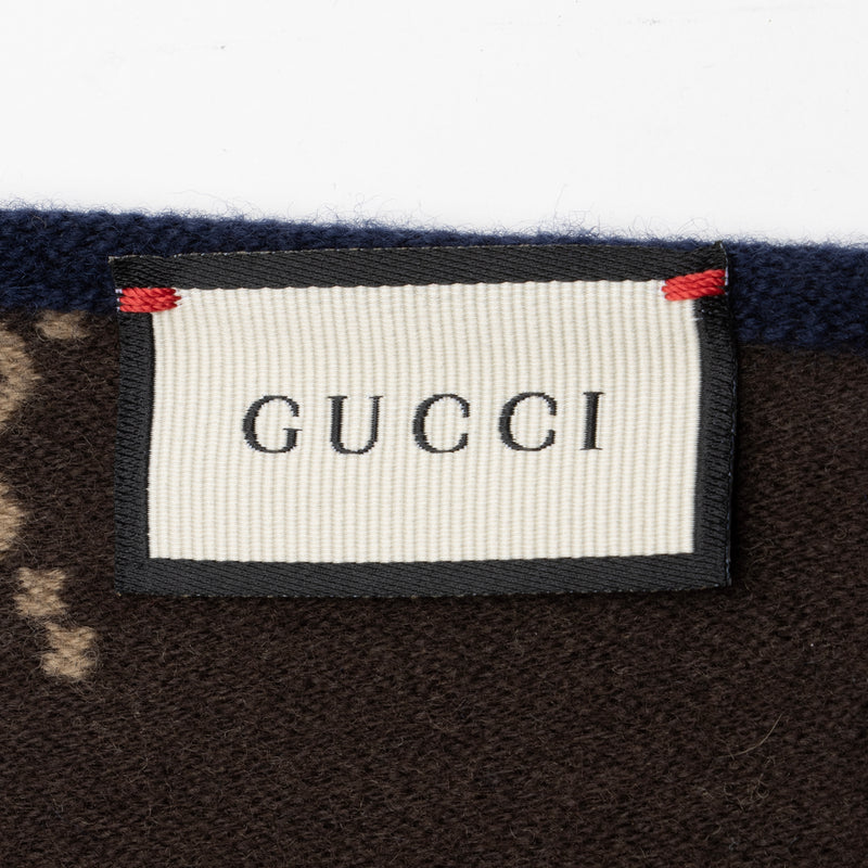 Gucci Wool Silk GG Scarf (SHF-23384)
