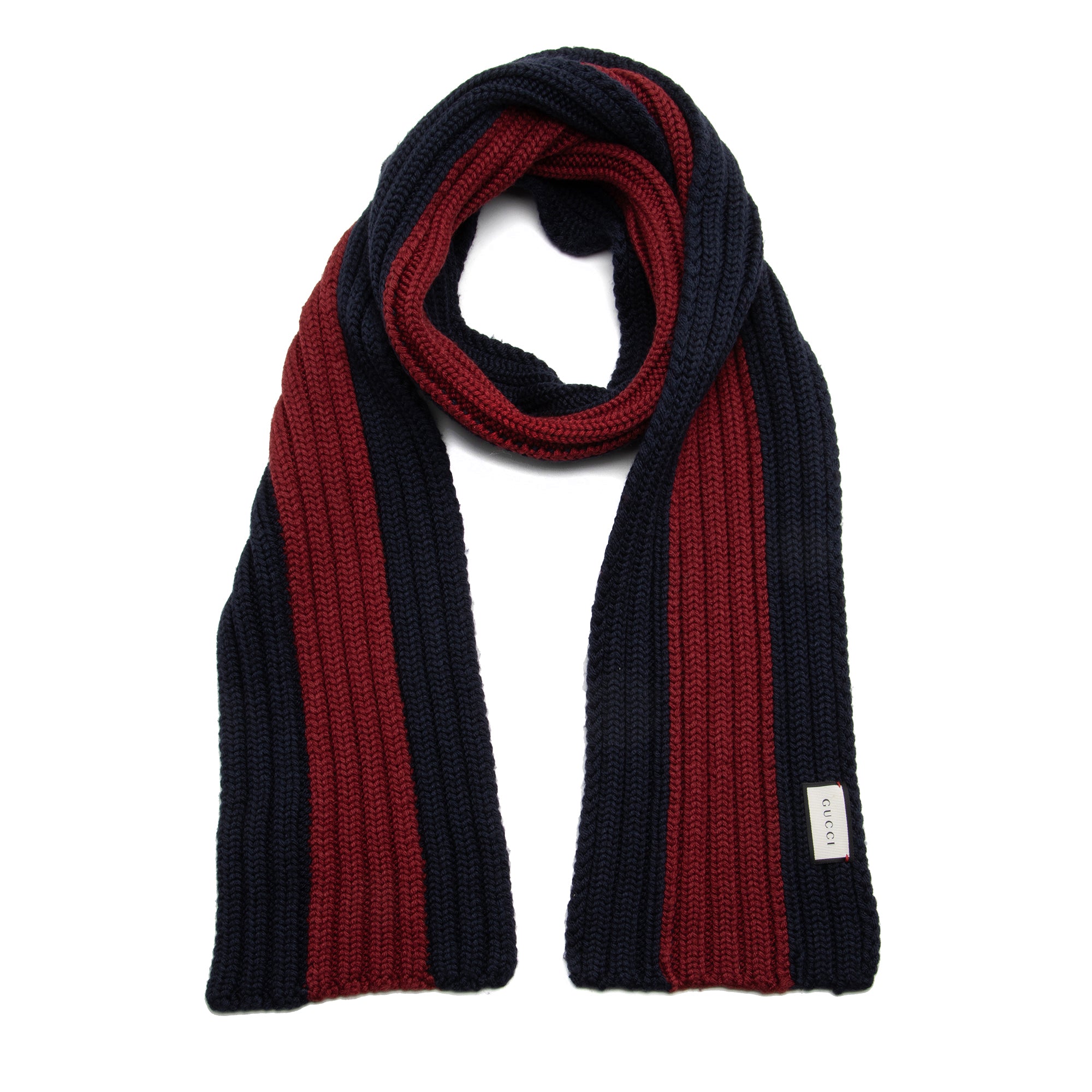Gucci Wool Silk Stripe Knit Scarf (SHF-23389)
