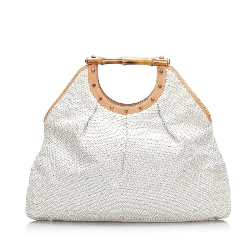 Gucci Woven Leather Bamboo Hobo (SHG-9rgvsp)