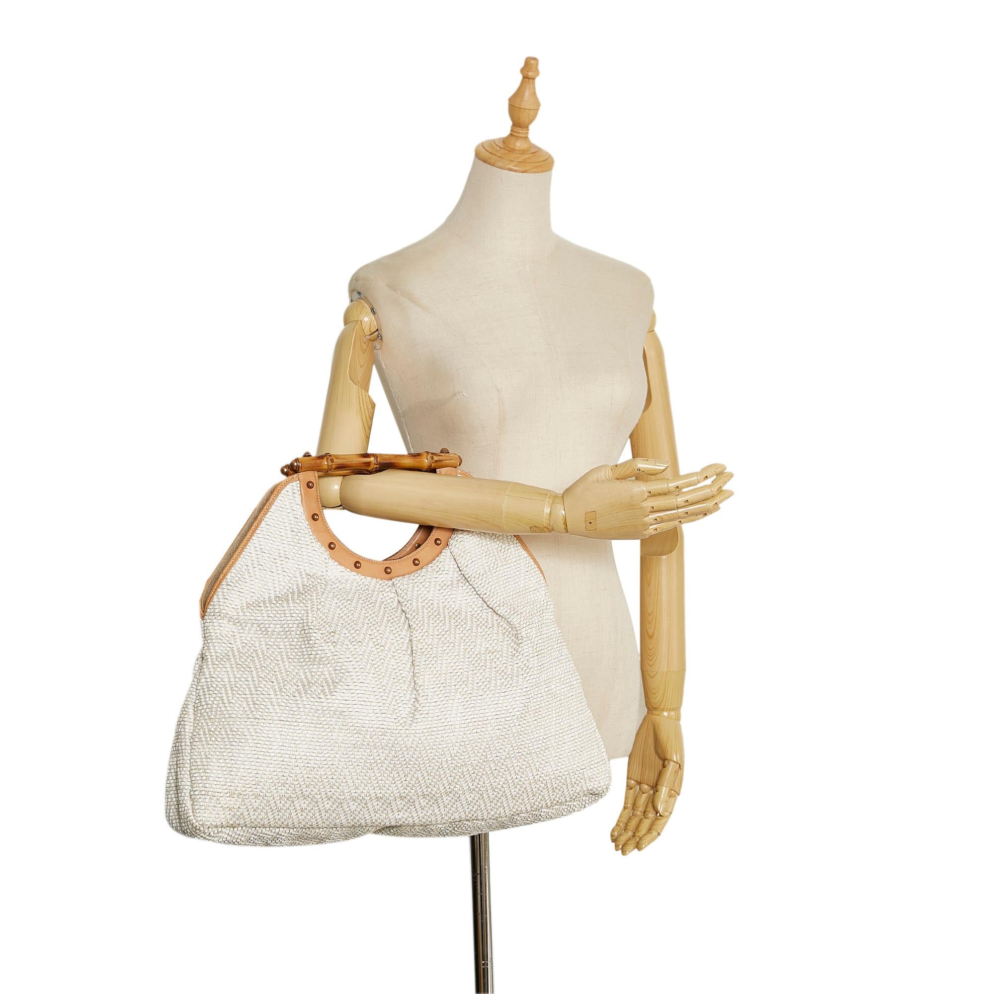 Gucci Woven Leather Bamboo Hobo (SHG-9rgvsp)