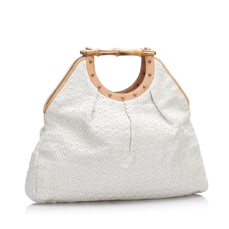 Gucci Woven Leather Bamboo Hobo (SHG-9rgvsp)