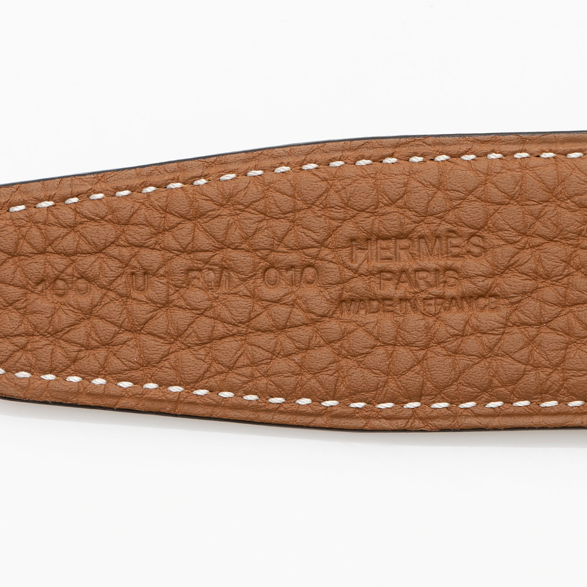 Hermes Box Togo Calfskin H Striee Reversible Belt - Size 42 / 100 (SHF