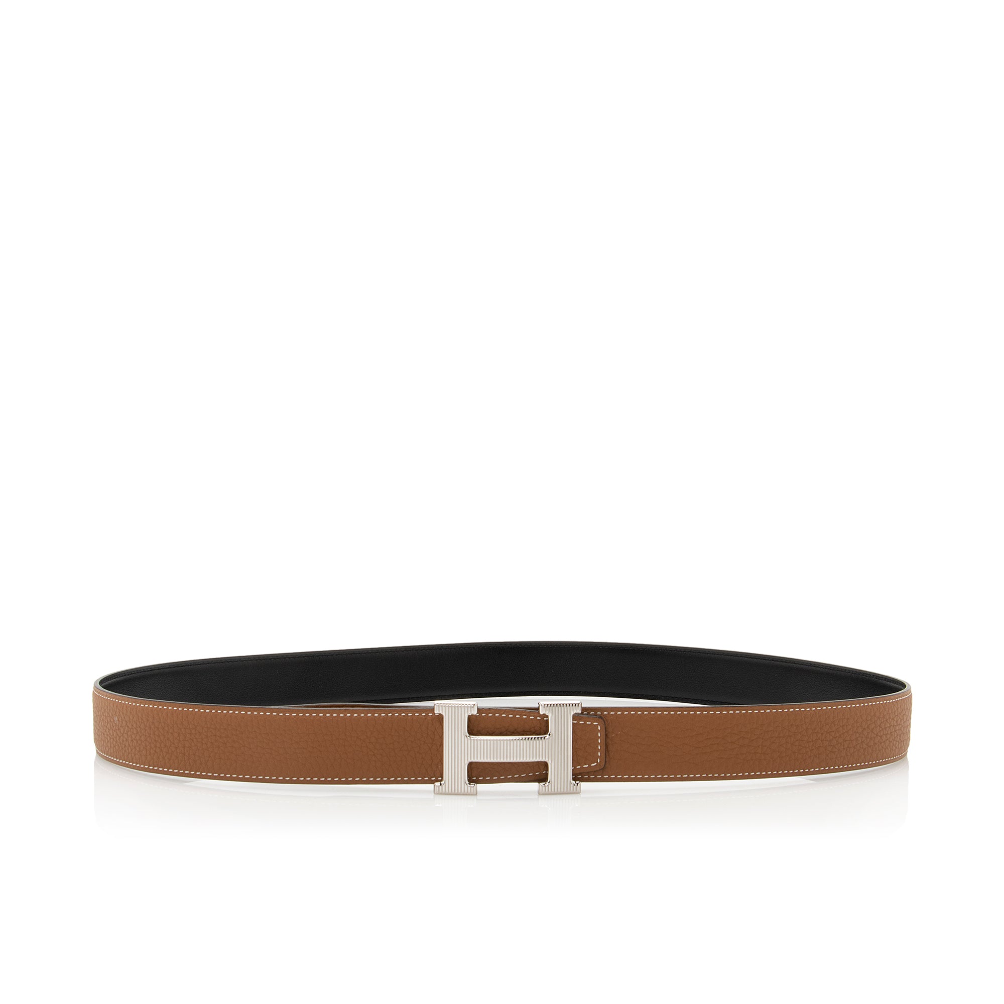 Hermes Box Togo Calfskin H Striee Reversible Belt - Size 42 / 100 (SHF