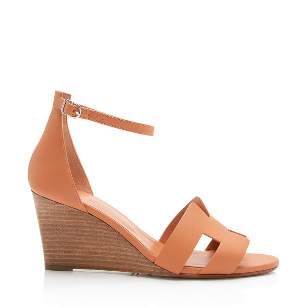 Hermes Calfskin Legend Wedge Sandals - Size 9.5 / 39.5 (SHF-23135)