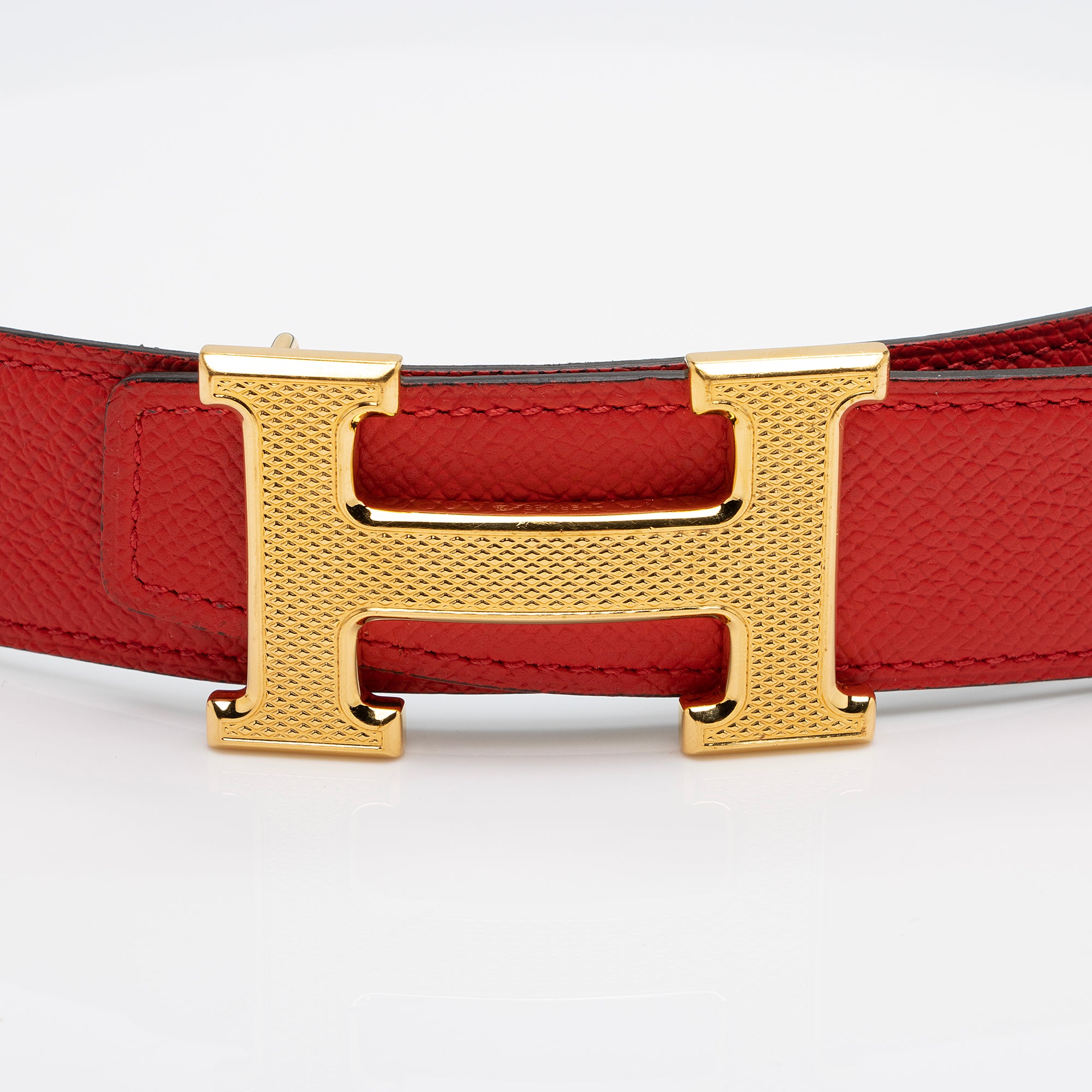 HERMES 赤 レザーベルト Hロゴ　リバーシブル HERMES エルメス レザー ベルト リバーシブル ネイビー&ワインレッド