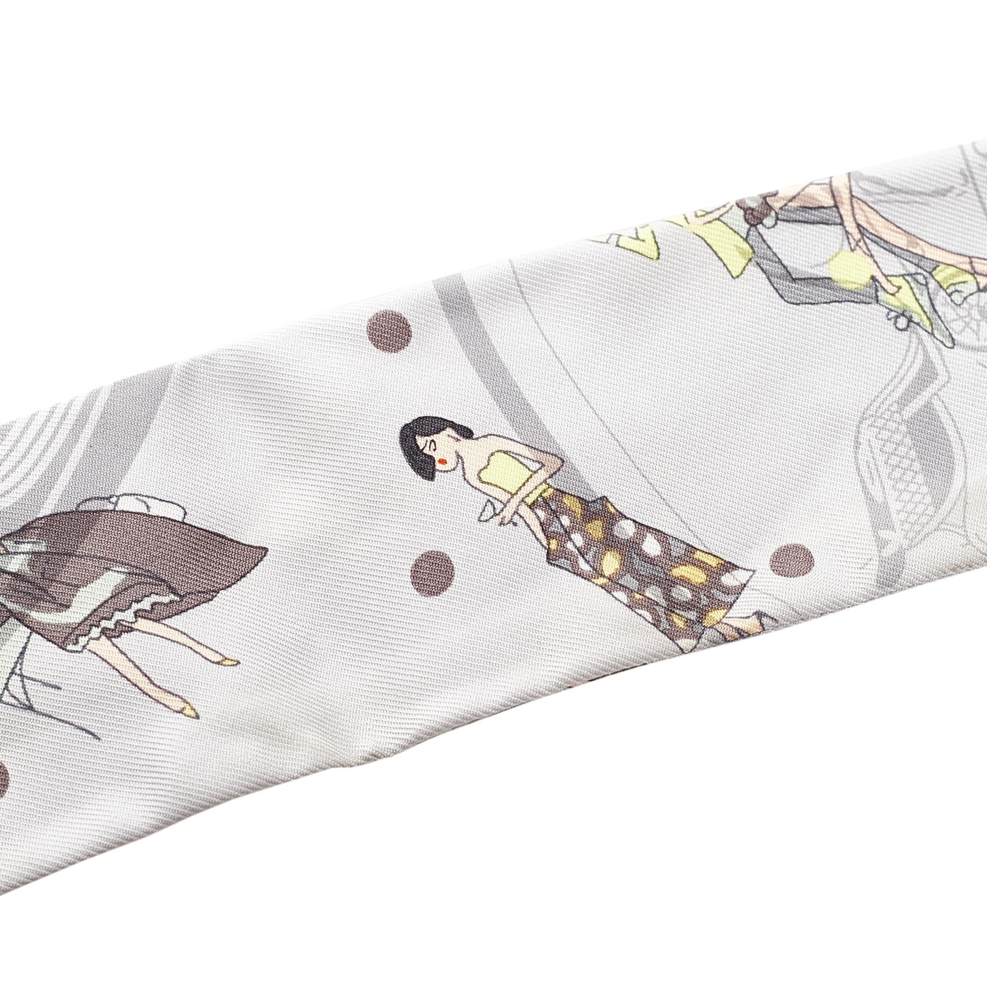 Hermes Ex-Libris Les Parisie Twilly Silk Scarf (SHG-29621)