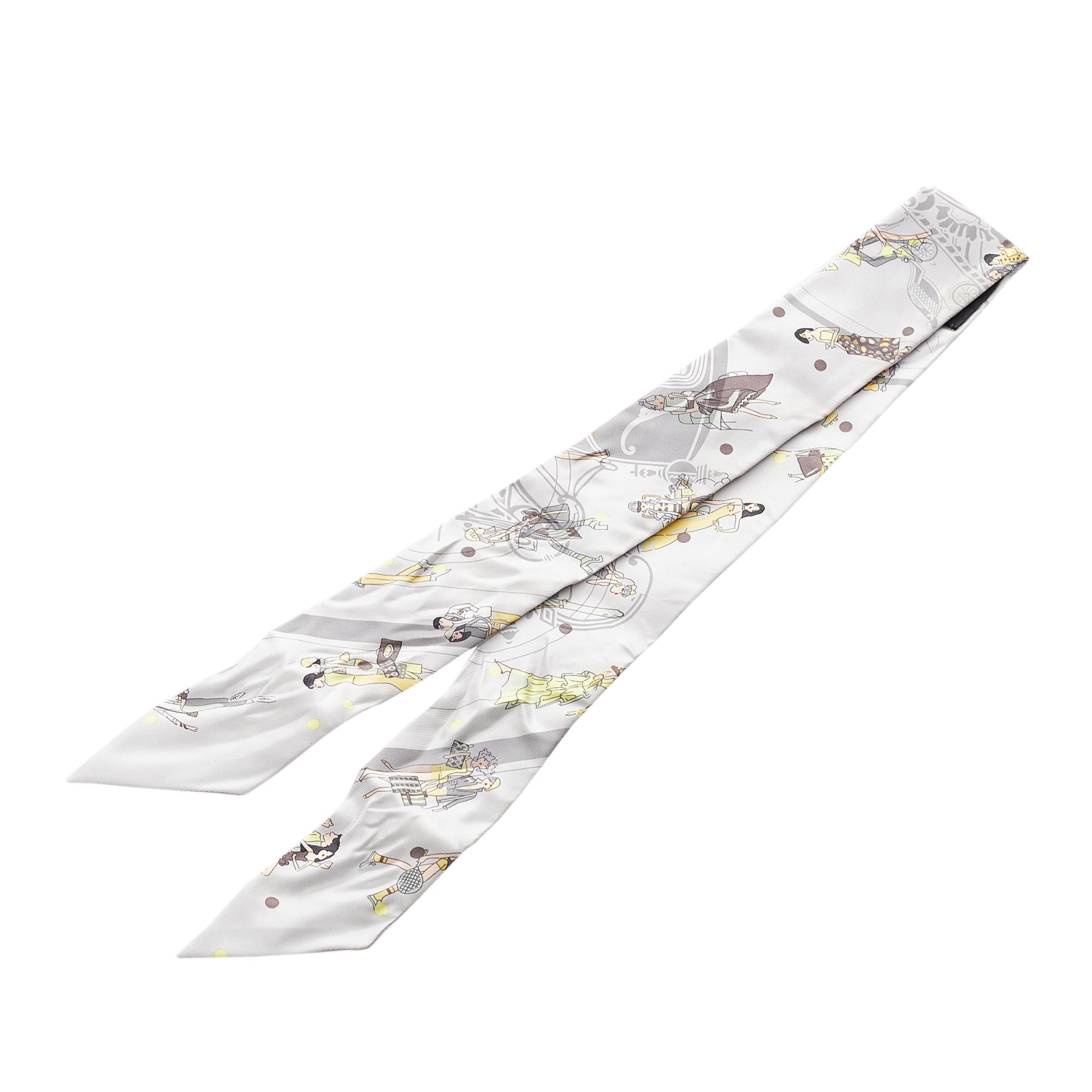 Hermes Ex-Libris Les Parisie Twilly Silk Scarf (SHG-29621)