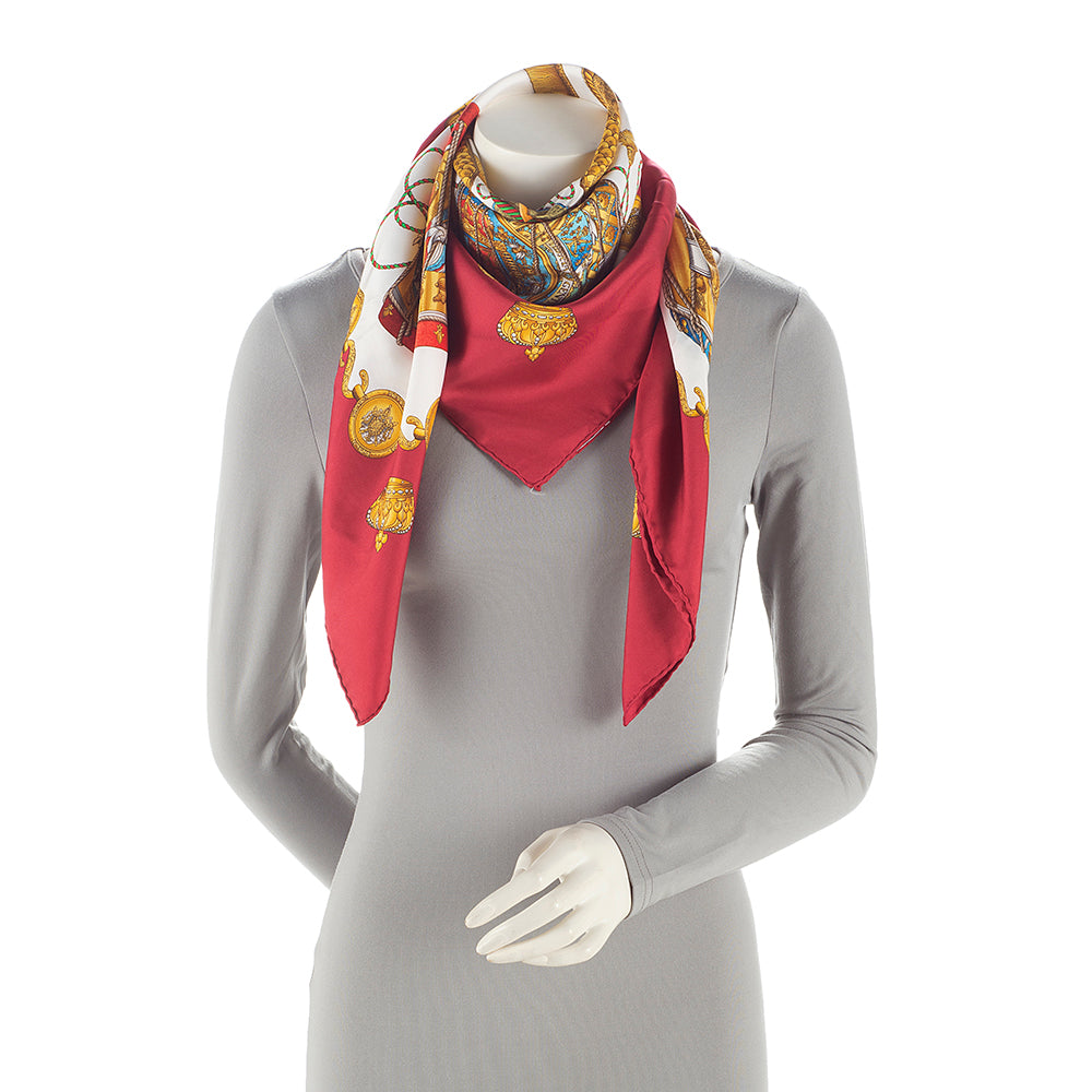 Hermes Silk Les Tambours 90cm Scarf (SHF-21515)