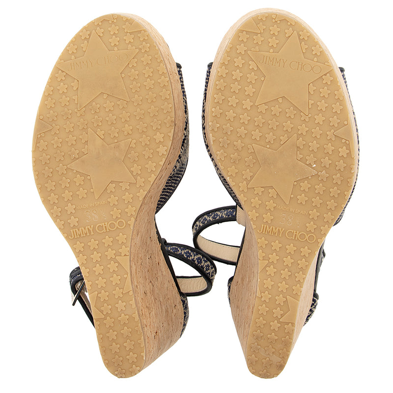Jimmy Choo Cork Pela Wedge Sandals - Size 8.5 / 38.5 (SHF-21718)