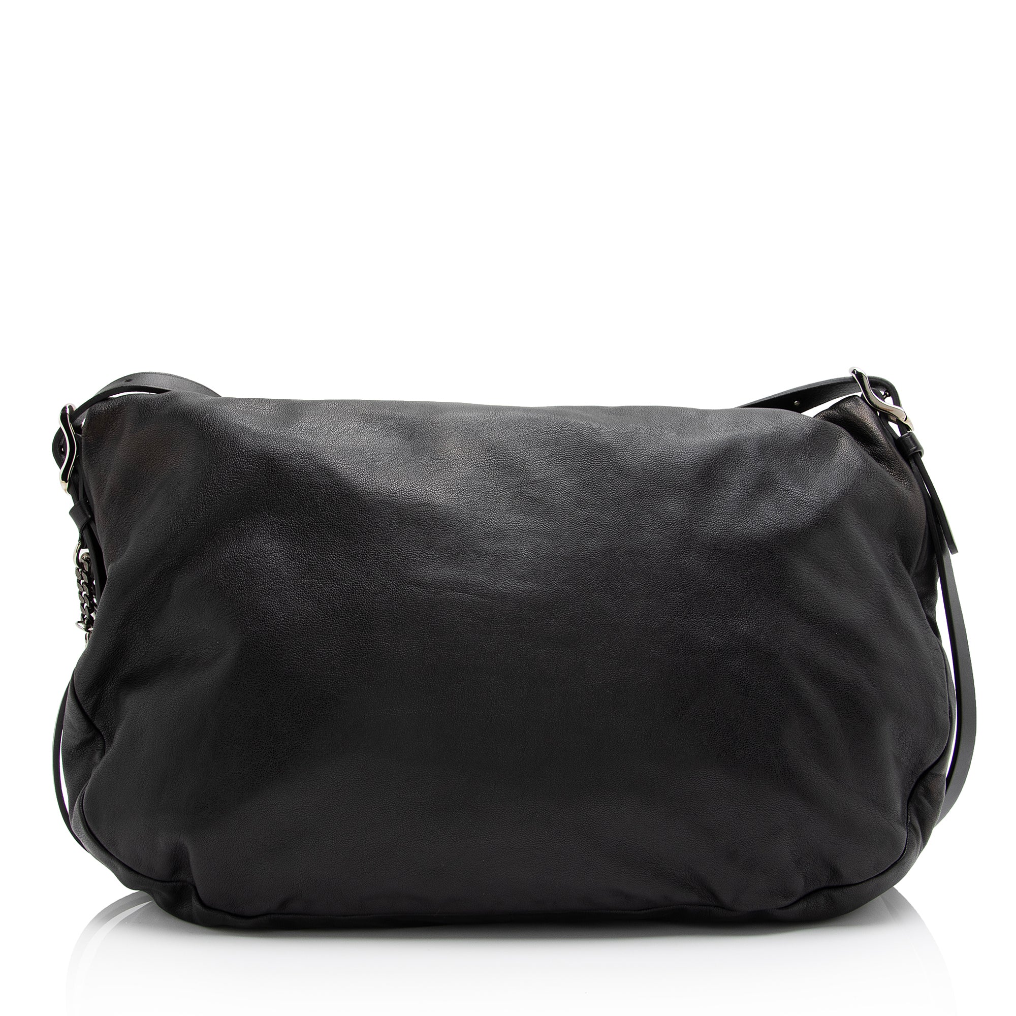 Jimmy Choo Leather Biker Saddle Chain Large Shoulder Bag (SHF-22993)