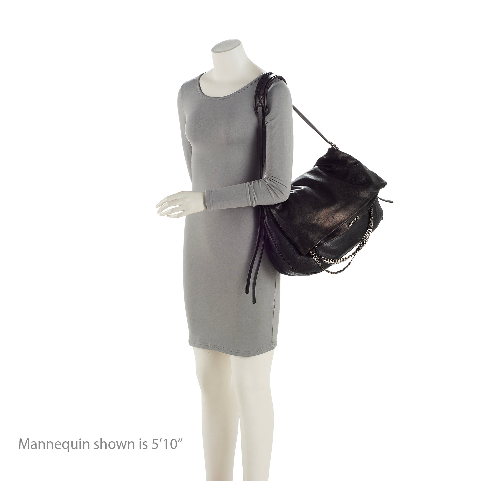 Jimmy Choo Leather Biker Saddle Chain Large Shoulder Bag (SHF-22993)