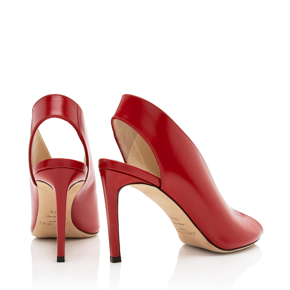 Jimmy Choo Leather Romy Peep Toe Pumps - Size 8.5 / 38.5 (SHF-17679)