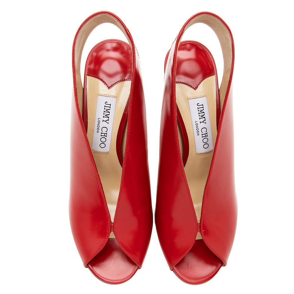 Jimmy Choo Leather Romy Peep Toe Pumps - Size 8.5 / 38.5 (SHF-17679)