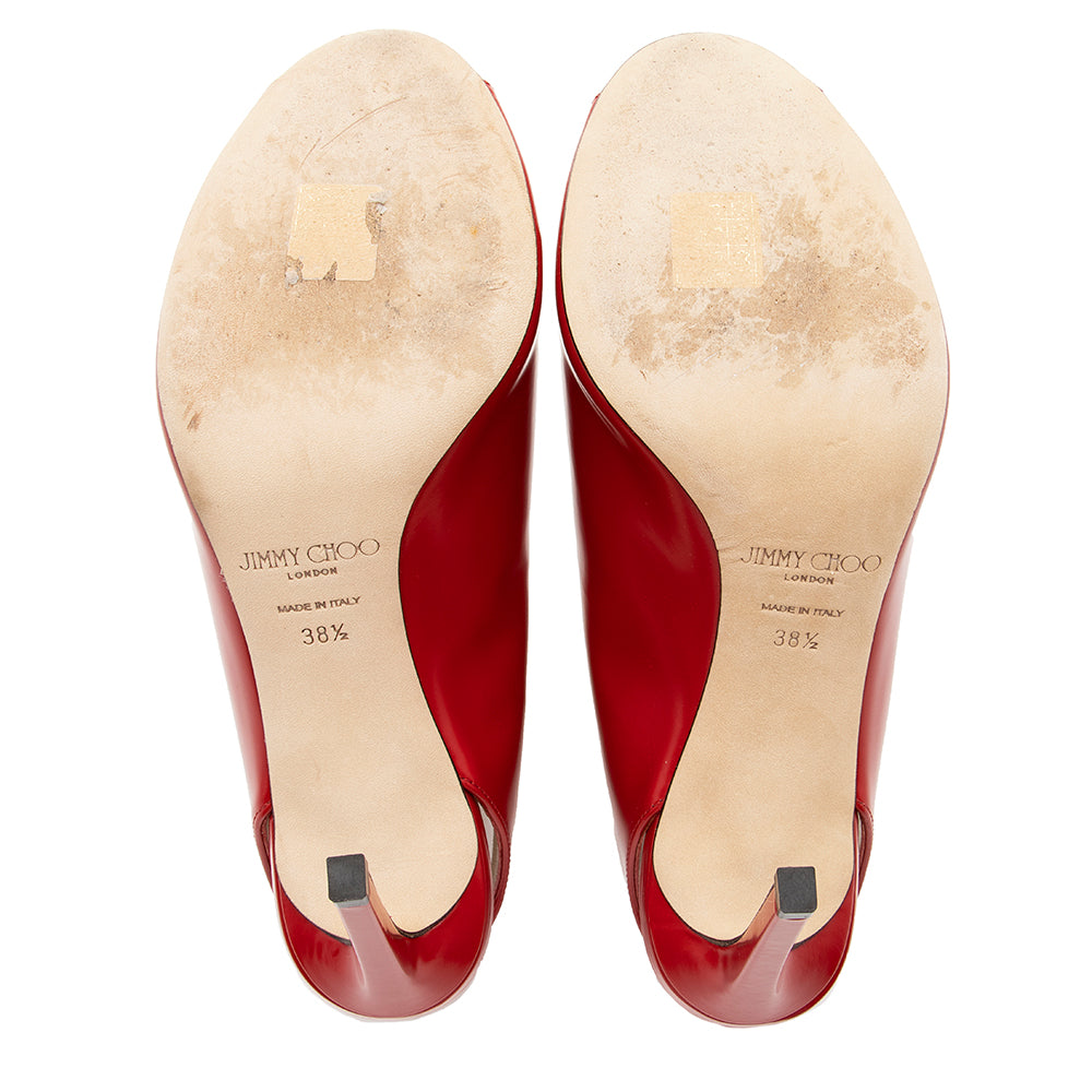 Jimmy Choo Leather Romy Peep Toe Pumps - Size 8.5 / 38.5 (SHF-17679)
